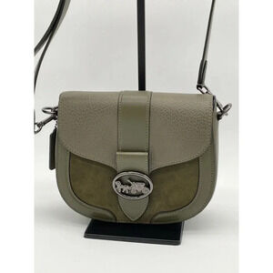 Coach Georgie Leather Suede Crossbody Saddle Bag - Kelp